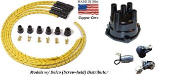 Distributor Ignition Tune up Kit - Delco Screw-held Distributor - 4 Cylinder Gas Tractor