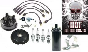 Distributor Ignition Tune up Kit & 12V Hot Coil - Allis Chalmers Tractor - Delco Clip-held