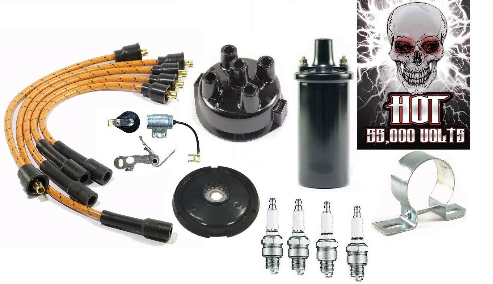 Allis Chalmers D10 D12 D14 D15 D17 WD WD45 4 cylinder spark plug wire & cap set 