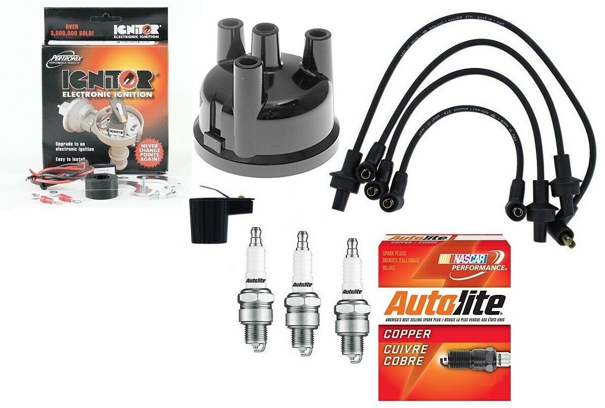 IGNITION TUNE UP KIT 2000 3000 4000 WIRES PLUGS POINTS CAP ROTOR COMPATIBLE WITH FORD TRACTOR 