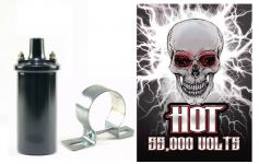 12V Hot Distributor Ignition Coil ~ Rated up to 55,000 Volts ~ Internally Resisted