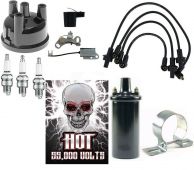 Distributor Ignition Tune up Kit & 12V Hot Coil - Ford Tractor - 3 Cyl Tractor - Copper wires