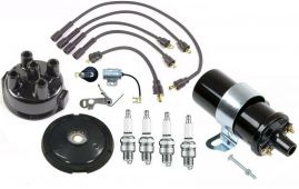 Distributor Ignition Tune up Kit & 6V Coil - Allis Chalmers Tractor - Delco Clip-held