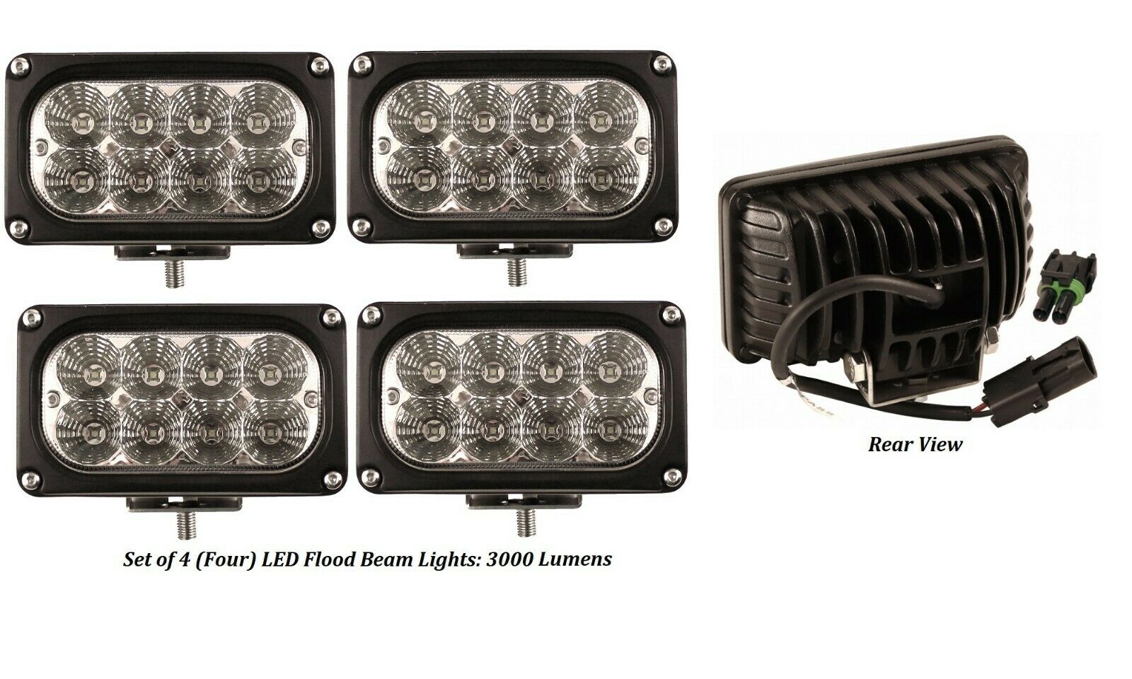 LED Flood Cab Lights Front & Rear Kubota Tractor