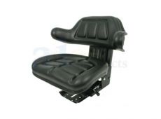 Tractor Seat with Wrap Around Back with Arms Black Vinyl
