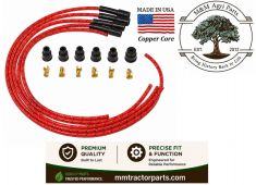 Premium Spark plug wire set - Red Cloth Cotton Braided - USA Made Copper Core