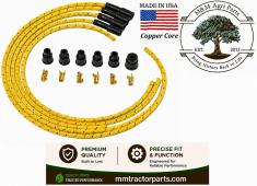 Premium Spark plug wire set - Yellow Cloth Cotton Braided - USA Made Copper Core
