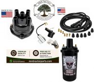 Delco-Remy Distributor Ignition Kit & 12 Volt Hot Coil - 4 Cyl Tractor Delco Screw-held Distributor
