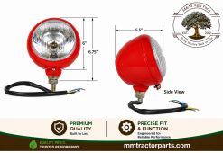 12 Volt Headlight Assembly - 12 Volt - Tractor - 6" Red