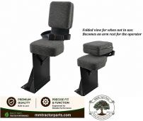 Gray Cloth Fabric Buddy Side Kick Seat, w/ Seat Belt - Case IH Tractor